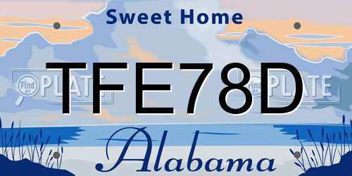 TFE78D Alabama License Plate