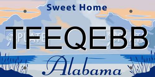 TFEQEBB Alabama License Plate