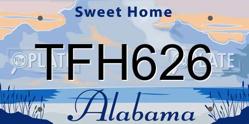 TFH626 Alabama License Plate