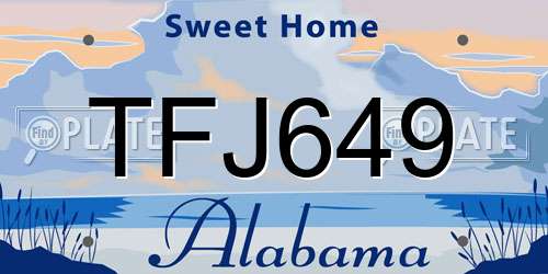 TFJ649 Alabama License Plate