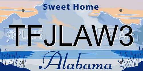 TFJLAW3 Alabama License Plate