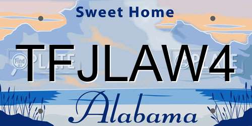 TFJLAW4 Alabama License Plate