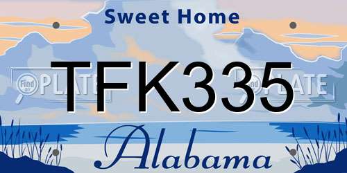TFK335 Alabama License Plate