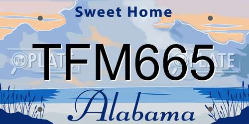 TFM665 Alabama License Plate