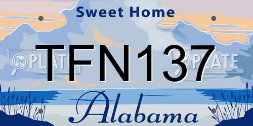 TFN137 Alabama License Plate