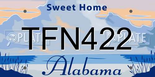 TFN422 Alabama License Plate