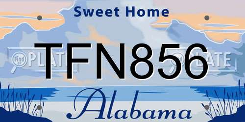 TFN856 Alabama License Plate