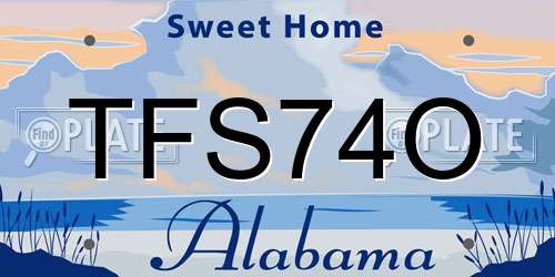 TFS74O Alabama License Plate