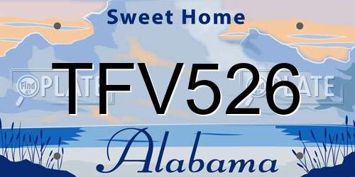 TFV526 Alabama License Plate