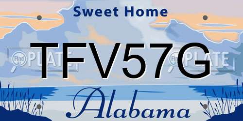 TFV57G Alabama License Plate