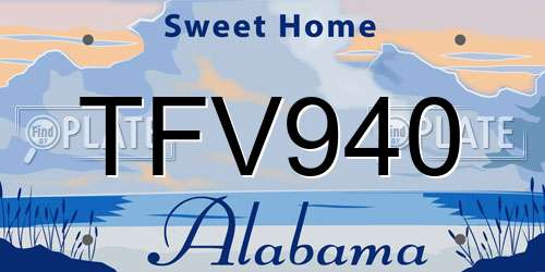 TFV940 Alabama License Plate