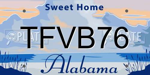 TFVB76 Alabama License Plate
