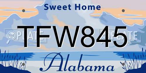 TFW845 Alabama License Plate