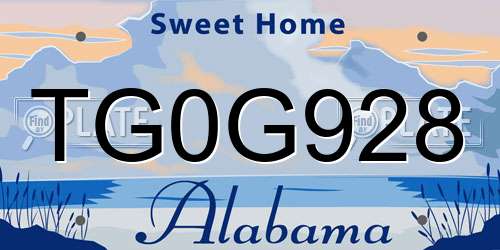 TG0G928 Alabama License Plate