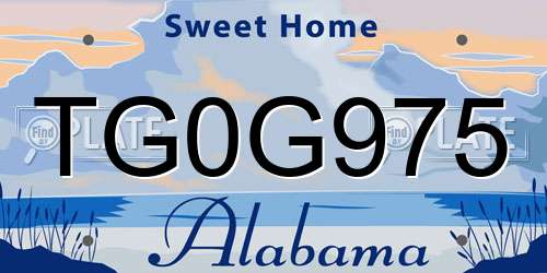 TG0G975 Alabama License Plate