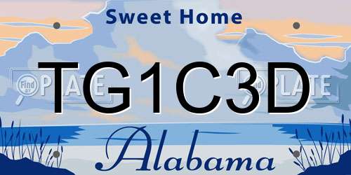 TG1C3D Alabama License Plate