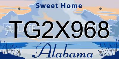 TG2X968 Alabama License Plate