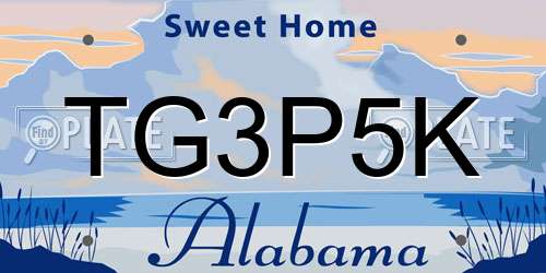 TG3P5K Alabama License Plate