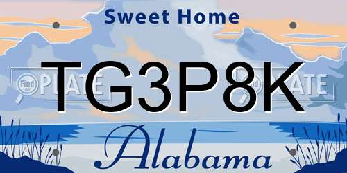 TG3P8K Alabama License Plate