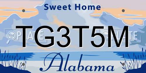 TG3T5M Alabama License Plate