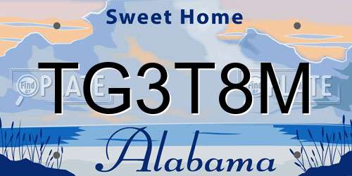 TG3T8M Alabama License Plate