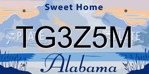 TG3Z5M Alabama License Plate