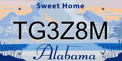 TG3Z8M Alabama License Plate
