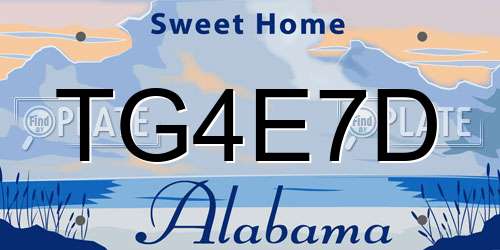 TG4E7D Alabama License Plate