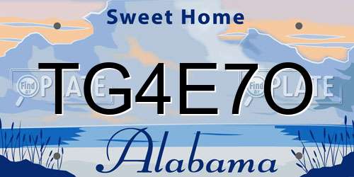 TG4E7O Alabama License Plate