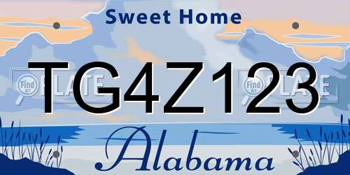 TG4Z123 Alabama License Plate