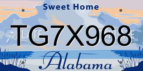 TG7X968 Alabama License Plate