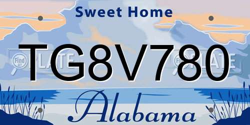 TG8V780 Alabama License Plate