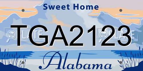 TGA2123 Alabama License Plate