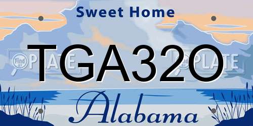 TGA32O Alabama License Plate