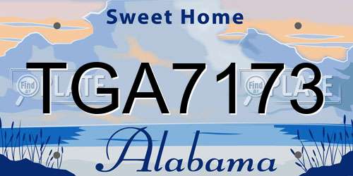 TGA7173 Alabama License Plate