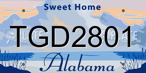 TGD2801 Alabama License Plate