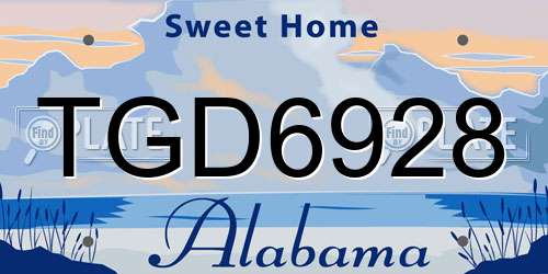 TGD6928 Alabama License Plate
