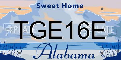 TGE16E Alabama License Plate