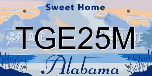 TGE25M Alabama License Plate