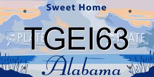 TGEI63 Alabama License Plate