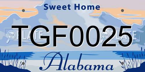TGF0025 Alabama License Plate