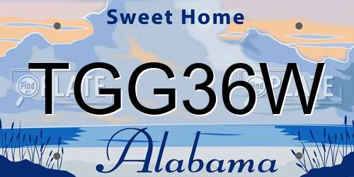 TGG36W Alabama License Plate