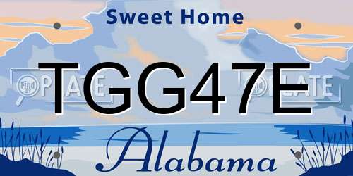 TGG47E Alabama License Plate