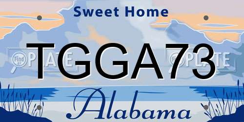 TGGA73 Alabama License Plate
