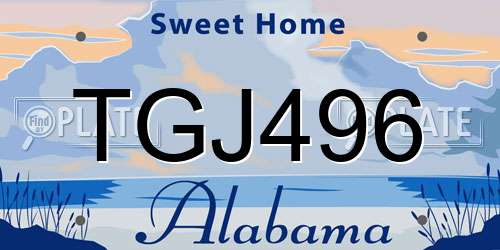 TGJ496 Alabama License Plate