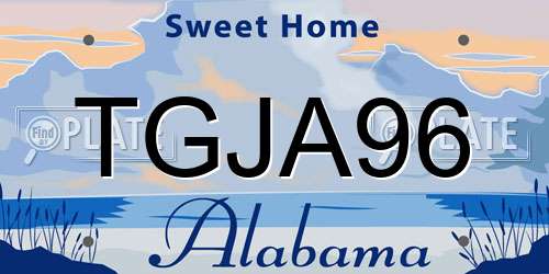 TGJA96 Alabama License Plate