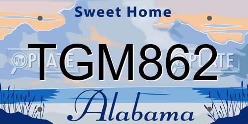 TGM862 Alabama License Plate