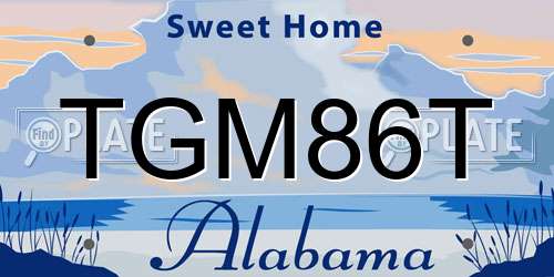 TGM86T Alabama License Plate