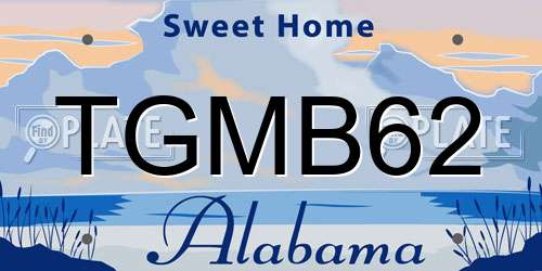 TGMB62 Alabama License Plate