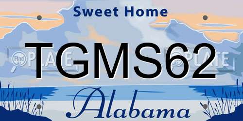 TGMS62 Alabama License Plate